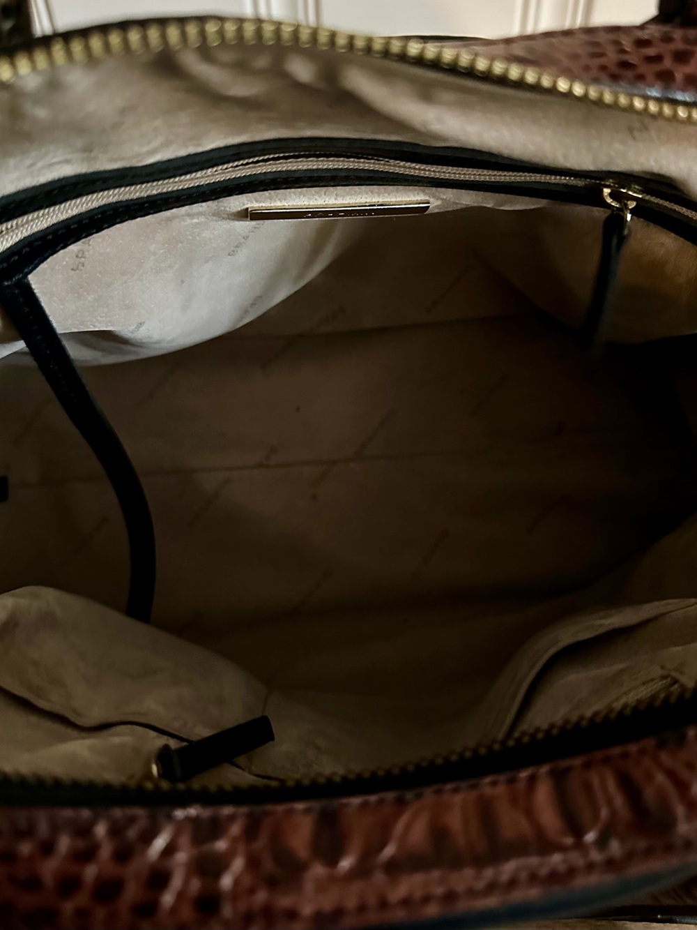 Brahmin Black and Brown Leather Satchel Handbag - Picture 4 of 6